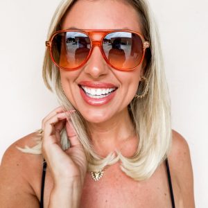 Desert Palms Vintage Gradient Aviator Sunglasses-Orange