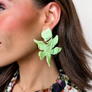 Linny Co. Flora Statement Earrings-Lime Zest