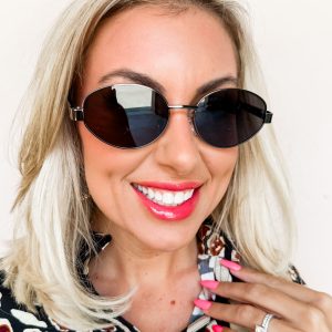 Melrose Sky Oval Lens Sunglasses-Black/Black
