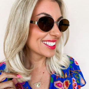 Melrose Sky Oval Lens Sunglasses-Brown/Silver